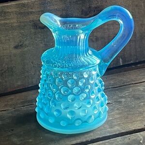 Vintage Fenton Hobnail Blue Opalescent glass creamer